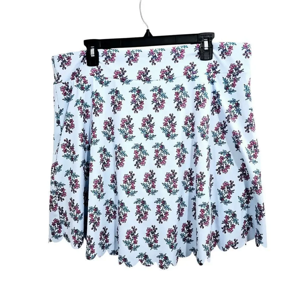 J.Crew Scalloped Light Blue Floral Active Skort. Size XXL